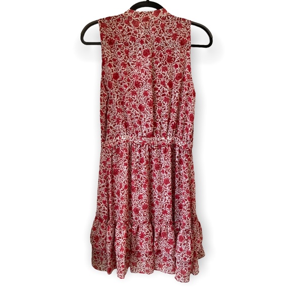 MISA Red Rust Floral Eba Sleeveless Ruffle Mini Dress Size Small - Picture 5 of 11